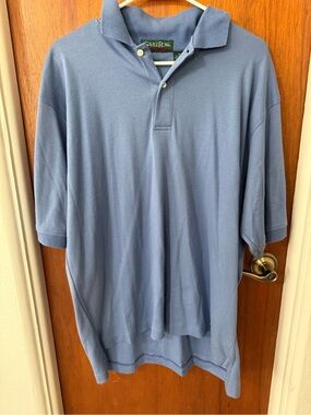 Savile Row Men's Polo Shirt Size XL Blue 100% Cotton Short Sleeve Casual Solid